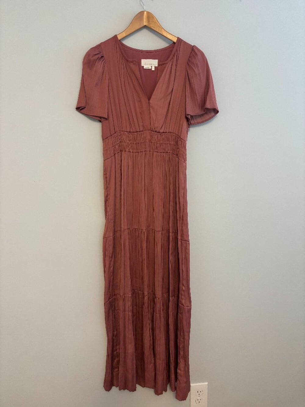 Anthropologie Somerset Mauve Silk Maxi Dress